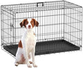 FDW | 42" Foldable Metal Dog Crate | Dark Black | Cage for Medium Dogs by FDW