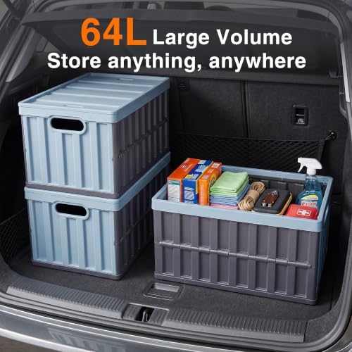 Citylife 2PC 64L Collapsible Storage Bins with Lids, Collapsible bins - Image 2