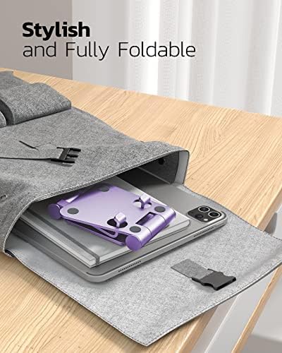Nulaxy Full Aluminum Dual Folding Cell Phone Stand for Desk, Purple - Image 5