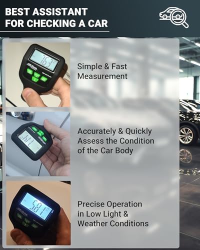 Paint Thickness Gauge CM-224 Auto – Digital Coating Thickness Meter for Cars and Automotive Inspection, Fe / Al / Fe+Zn Detection, 0.1 μm Resolution, Factory Calibrated, Large Backlit LCD - Image 4
