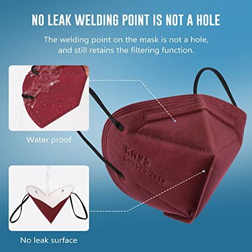 WWDOLL KN95 Face Mask 50 Pack, 5-Layers Breathable KN95 Masks, Red - Image 5