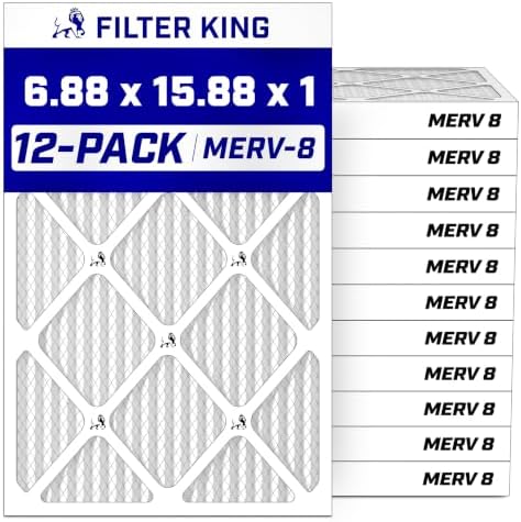 Filter King 6.88x15.88x1 Air Filter MERV 8, AC Furnace Filters (12-Pack) by FilterKing