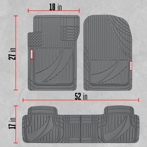 Motor Trend FlexTough Advanced Gray Rubber Car Floor Mats with Cargo Liner Full Set - Front & Rear Combo Trim to Fit Floor Mats for Cars Van SUV, All Weather Automotive Floor Liners - Image 5