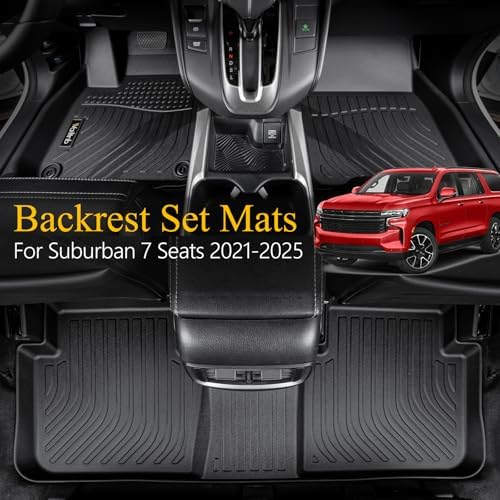 Wailtnb-All Weather Floor Mats Cargo Liner Backrest Mat for Chevrolet Suburban 7-Seats 2021-2025 2026/GMC Yukon XL with 2nd Bucket Seats Custom Fit Chevy Suburban Durable Accessories for Suburban - Image 2