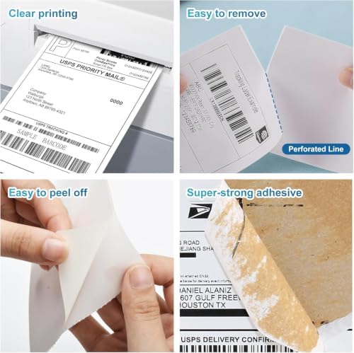 9527 Product 4" x 6" Thermal Labels for Zebra Rollo Direct Thermal Printers, 1 Roll 250 Labels Blank Direct Thermal Shipping Label - Image 4