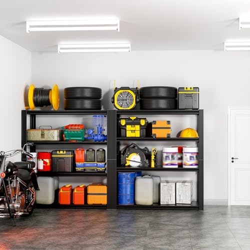 4-Tier 40" W x 20" D x 60" H Garage Shelving Garage Storage Shelves 2200LBS Metal Industrial Shelf Adjustable Heavy Duty Shelving Storage Rack Shelving Unit (Black) - Image 2