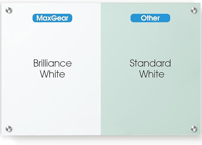 MaxGear Glass White Board 36x24 Inches Brilliance White Magnetic Dry Erase - Image 2