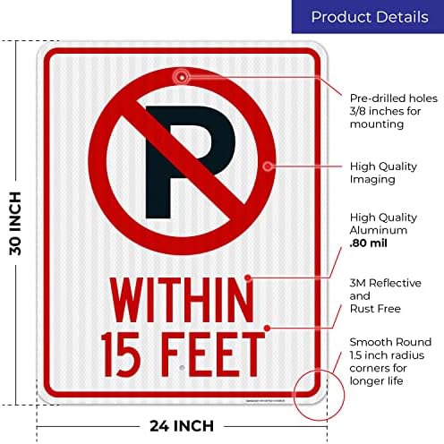 No Parking Symbol Within 15 Feet Sign, - Image 3