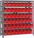 Quantum Storage Systems 1839-103RD Steel Shelving Unit with 4" Shelf Bins, 18" D x 36" W x 39" H, Red by QuantumStorageSystems