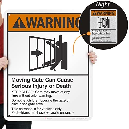 SmartSign 30 x 24 inch “Warning - Moving Gate Can Cause Injury Or Death” Sign, 80 mil Aluminum, 3M Laminated EG Reflective Material, Black, White and Orange, Made in USA - Image 5