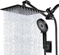 Shower Head,10 Inch High Pressure Rain Shower Head with Handheld Spray Combo, Adjustable Dual Rainfall Shower Head - Showerhead Comb Set with Extension Arm - 60 Inch Long Shower Hose(Black) by HeatedWaterHose