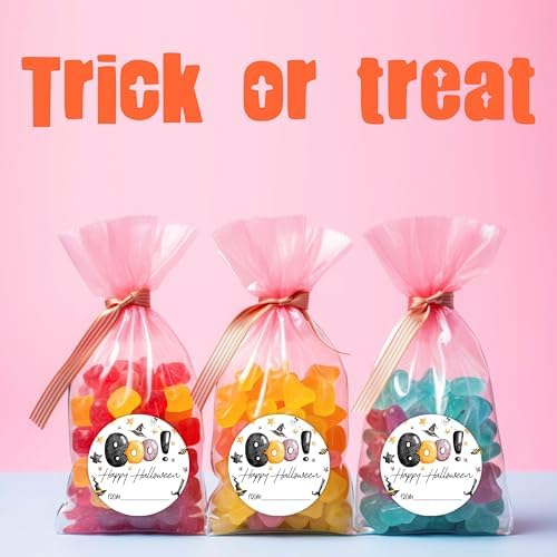 Boo! Happy Halloween Tag -20 Round & 20 Tag Shaped Cute Halloween Theme Self-Adhesive Labels for Kids Girls Teens -Party Gifts, Packaging Bags, Envelope Sealing Accessories -A03 - Image 4