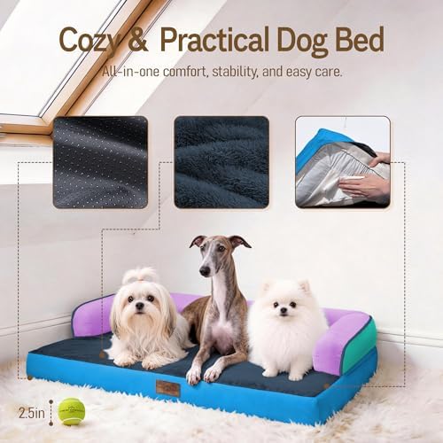 Comfort Expression Washable Dog Bed with Bolster for Medium to Large Dogs - Image 4