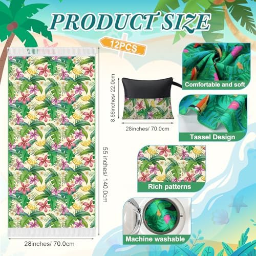 Peryiter 24 Pack Oversized Turkish Towel with Storage Bag, Palm Leaves - Image 2