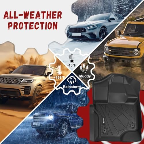 Floor Mats for Ford F150 2015-2026 SuperCrew/Lightning 2022-2026, Custom Fit TPE All Weather Floor Liners, 1st & 2nd Row F150 Car Accessories - Image 6