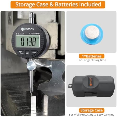 Neoteck 1"/25.4mm Digital Dial Indicator 0.0005"/0.01mm Dial Test Indicator - Image 5