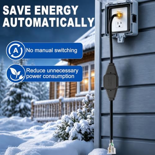 HEATIT ET-21 Temperature Controlled Extension Cord, Automatic Thermostat Power Cord 37℉ On/50℉ Off, Thermostatically Controlled Outlet for Roof De-Icing & Pipes - Image 4
