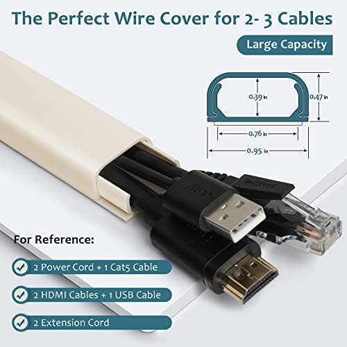 ZhiYo 43" Cord Covers for Wires on Wall, Beige Cord Hider, 0.95" W x 0.47" - Image 2
