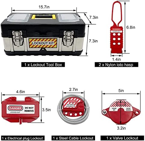Lockout Tagout Kit - Clamp-On Circuit Breaker Lockout, Group Lockout Hasps, Lockout Tag, Universal Multi- Pole Breaker with Tool Box - Image 4