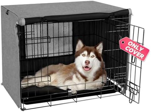 Seiyierr Dog Crate Cover - Kennel Cover Fit for 24 Inch Dog Crate, Double Door Polyester Crate Cover for Wire Dog Crate Indoor Outdoor Protection, Grey by Seiyier
