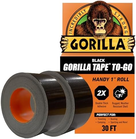 GORILLA Mini Duct Tape to-Go, 1" x 10 yd, Black, Travel Size, 2-Pack by Gorilla