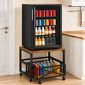 Mini Fridge Stand with Storage Shelf and Wheels, Rolling Mini Fridge Cart, Heavy Duty Refrigerator Stand for Mini Fridge, Dorm Room, Bedroom, Office, Rustic Brown by Unknown