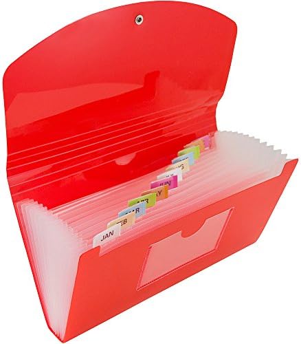 JAM PAPER Accordion Folders - 13 Pocket Plastic Expanding File - Check Size - 5 x 10 1/2 - Red - 2/Pack by JAMPaper