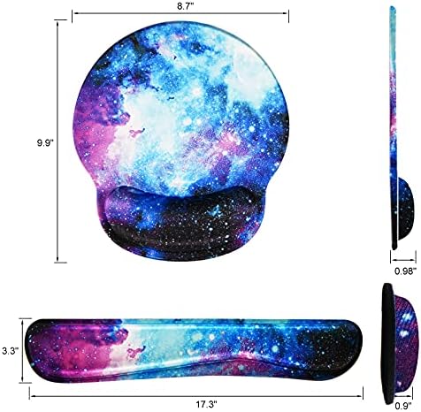 Mouse Pad Keyboard Wrist Rest, Gel Non Slip Rubber Wrist Support Rest Mouse Pad for Home Office, Computer, Laptop, Typist, Gamer, Soft Cushion Mousepad with Memory Foam Ergonomic Nebula Galaxy - Image 7