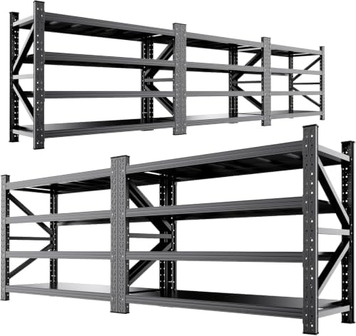 5-Pack Metal Shelving 4 Tier Heavy Duty Storage Shelves, Adjustable Garage Shelving Unit 5000LBS Heavy Duty Shelving 69" W x 24" D x64 H Black by OrganizingStorageAssistant
