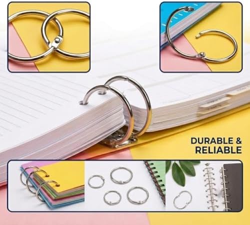 Loose Leaf Binder Rings 1 Inch (100 Pack) – Sturdy Book Rings, Index Card Rings, Key Rings, Flashcard Rings, Notebook Paper Rings, Metal Rings for Office, School or Home - Image 7