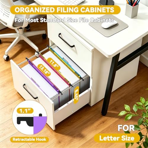2.5" Expanding Large Hanging File Folders,12 Pack Plastic Extra Capacity Hang Folder Letter Size,Colored Office Heavy Duty File Cabinet Folder with Tab,Sturdy Hanging Organizer for Bulky Files - Image 3