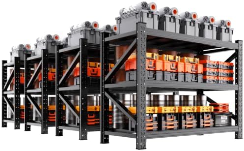 4-Pack Heavy Duty Metal Shelving 5000LBS Garage Shelving Unit 3 Tier Storage Shelves, Adjustable Heavy Duty Shelving 59" W x 20" D x54“H by OrganizingStorageAssistant