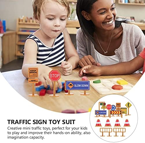iplusmile Kids Traffic Signs Playset: 30pcs Street Traffic Cone Barricade Signs Crosswalk Signal Educational Mini Toys for Boys Girls, Ages 3+ - Image 2