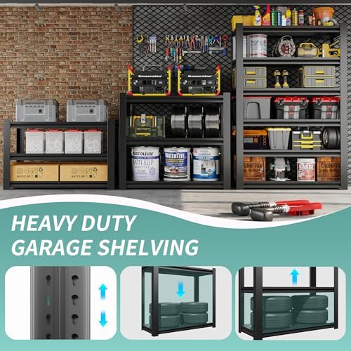 82" H Garage Shelving, 6 Tier Adjustable Heavy Duty Storage Shelves, 2500Lbs Capacity, Powder Coated Metal, Industrial Style, Suitable for Garage, Basement, Workshop - Image 5