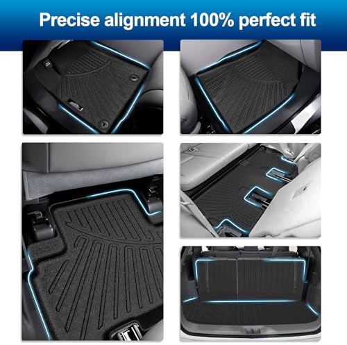 PELEUS Floor Mats Compatible with 2014-2019 Toyota Highlander 7 Seats Gas, Custom Fit All Weather Car Mats 3 Rows Liner and Trunk Cargo Mat with Backrest Protector, Odorless TPE Accessories - Image 3