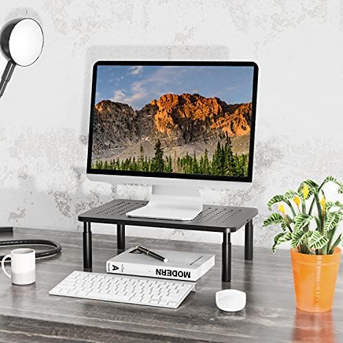 WALI Desk Organizer, 1 Tier Computer Monitor Stand for Desk, Desk Monitor Riser 3 Height Adjustable, Laptop Stand Underneath Storage for Office, Home, School Supplies (STT003), 1 Pack, Black - Image 2