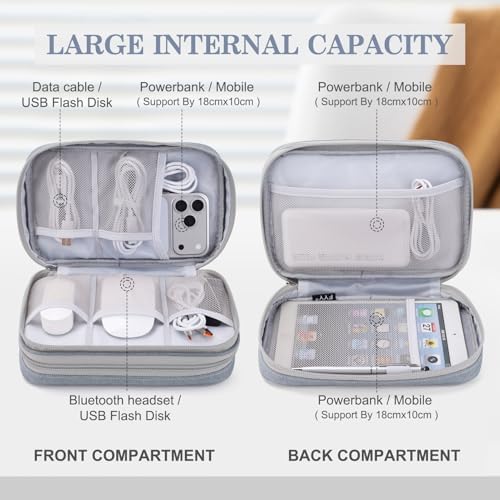 FYY Electronic Organizer, Travel Tech Pouch Bag, Large, Light Grey - Image 3