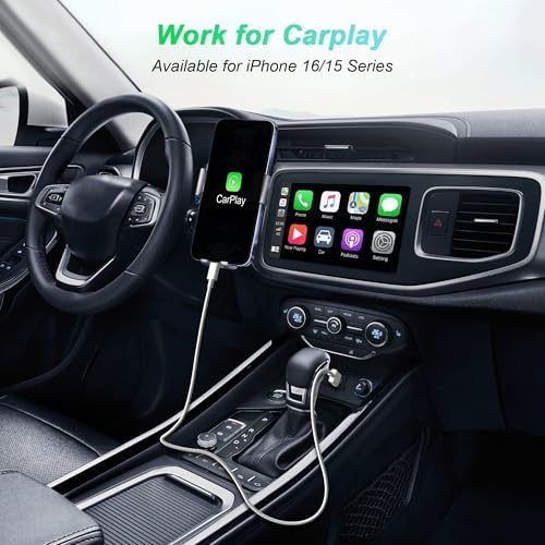 Car Carplay Cable for iPhone 15/16/17 Charger Cord,USB A to USB C Fast Charging Cable 3FT 2Pack Compatible for Apple 17 Pro Max/16 Plus/for IPad Pro 12.9/11/Air 5th/4th Mini Gen Type C Charge - Image 2