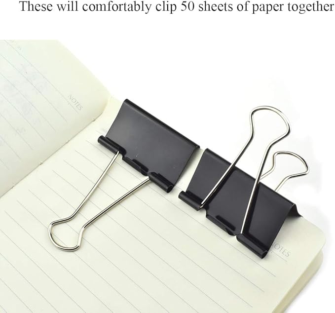 HAHIYO Binder Clips Paper Clamps Spring Steel Sturdy Large 1.97 inches Width - Image 6