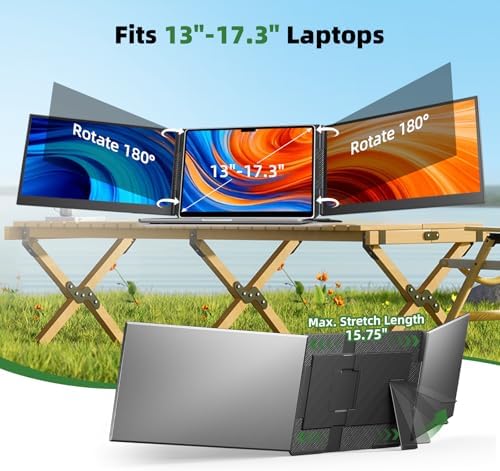 Laptop Screen Extender 15.6", IPS Plug&Play Portable Monitor for Laptop, FHD 1080P Triple Monitor Extender, Ultra-Slim Travel Extended Screen for Business Work Study - Image 5