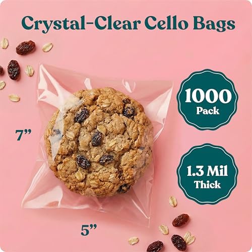 5x7 Self Sealing Cellophane Bags (1000 Pack) - Clear Cookie Bags With Seal - Image 2