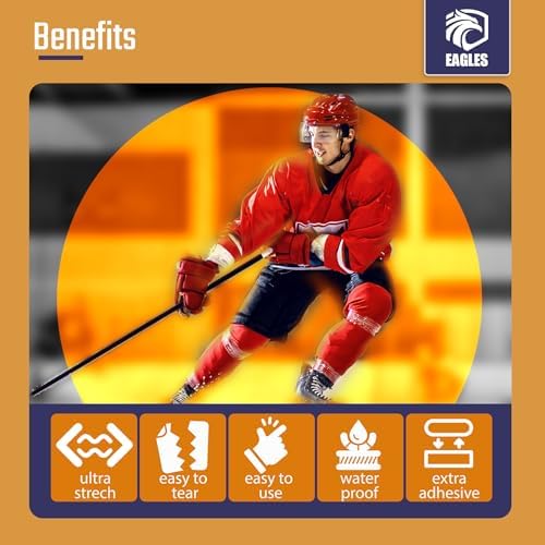 EAGLES Hockey Tape Multipurpose Cloth Tape Roll for Lacrosse Baseball & Softball Bats, Rackets, Pullup Bars, Gardening Tools, Sports Gift Perfect for Wrist, Ankle, Foot, Knee and Hand Taping (Clear) - Image 3