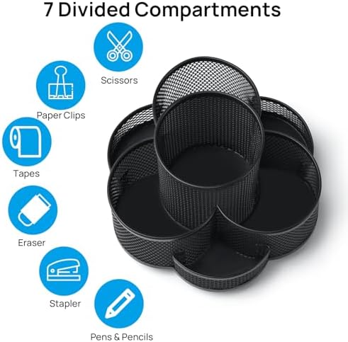 Topwey 360 Rotating Pencil/Pen Holder for Desk in Black - Image 3