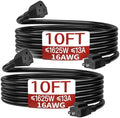 Skrizcable 16/3 Short Extension Cord 10FT 2Pc, Black Extension Cord Indoor by Skrizcable