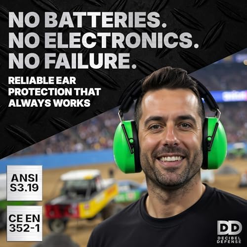 DECIBEL DEFENSE Ear Protection, 37 dB NRR Ear Muffs (SAFETY GREEN) - Image 5