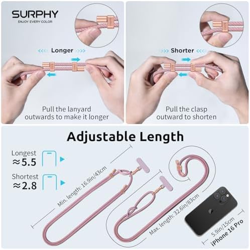 SURPHY Phone Lanyard Crossbody, Phone Strap Crossbody with 2 Tether Tabs - Image 4