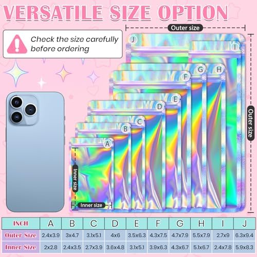 FUNFERY 100 Pack,Round Corner Clear Window Smell Holographic Proof Bags - Image 2