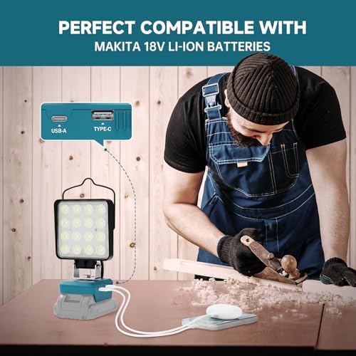 2 PCS LED Work Light for Makita 18V Battery,Battery Light for Makita 18v Tools Portable Outdoors Flood Lighting - Image 2