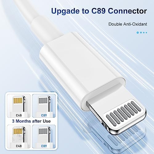 3 Pack Apple MFi Certified iPhone Charger Cable, Apple Lightning to USB Cable Cord, 2.4A Fast Charging Apple Phone Long Chargers for iPhone 14/13/12/11/11Pro/X/XS/XR/XS Max/8/7/6/5S/SE (3ft, White) - Image 5
