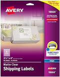 Avery Printable Shipping Labels with Sure Feed, 3-1/3" x 4", Matte Clear, 60 Blank Mailing Labels (18664) by Avery